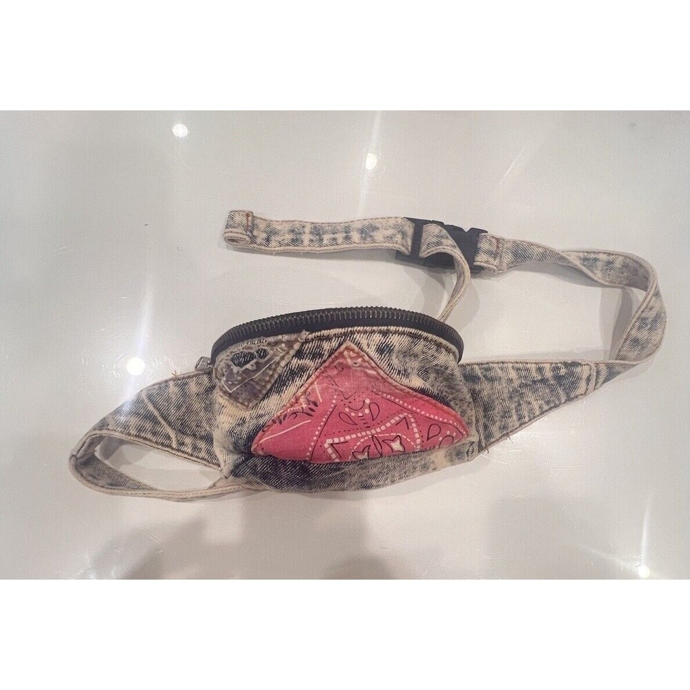 vintage no brand denim mini belt bag distressed bandana